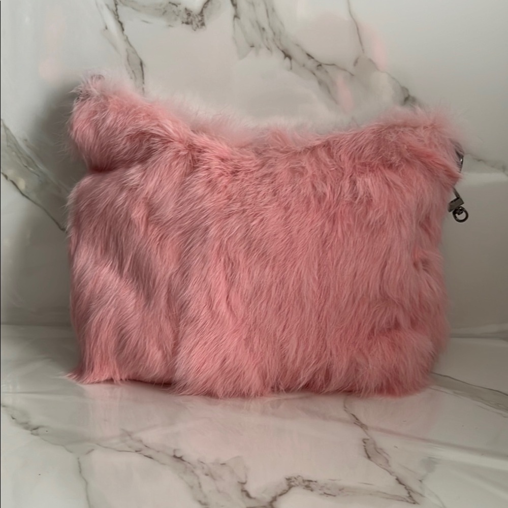 Pink Faux Fur Clutch